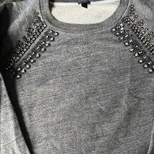 J.Crew Gray Knit Sweatshirt material with gorgeous jewels. Size L.